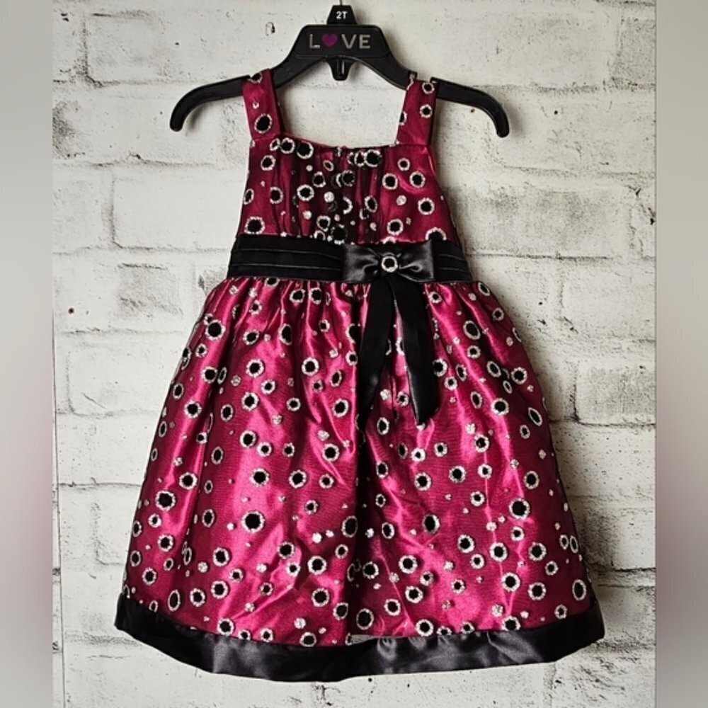 Love Special Occasions Girls 2T Pink Black Sparkle Formal Party Dress NWT